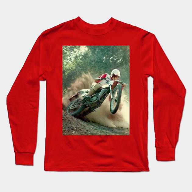 Vintage Motorcross Long Sleeve T-Shirt by TommySniderArt